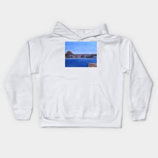 Montgo, The paradoor Hotel, and Arenal Beach, Javea Spain. Kids Hoodie